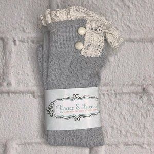 Dove Grey Lil Dainties Knit Girl's Boot Socks by Grace & Lace